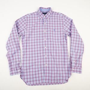 Polo Ralph Lauren Mens Medium Plaid Classic Button Up Long Sleeve Pink Blue
